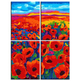 Painting by Numbers Poppy Field Field 4-Panel